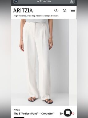 Aritzia the effortless pant crepette white size 6
